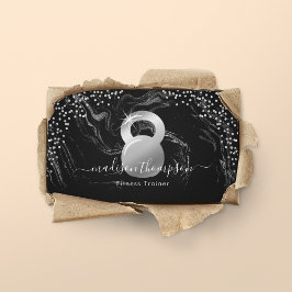 Tarjeta De Visita Moderno Gimnasio de Campana Negra Plata