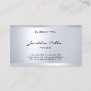 Tarjeta De Visita Moderno Glam Plain Elegante Guión de mano Plata As