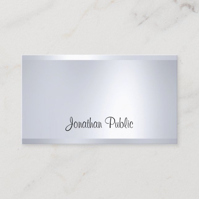 Tarjeta De Visita Moderno Glam Silver Aspecto Elegante Limpio Llanto (Anverso)