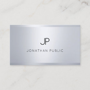 Tarjeta De Visita Moderno Glamoroso Plata Aspecto Elegante Monograma