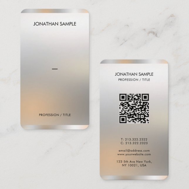 Tarjeta De Visita Moderno Glamour de papel de seda premium de lujo p (Anverso / Reverso)