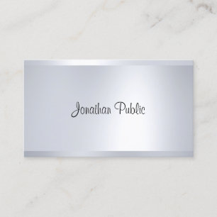 Tarjeta De Visita Moderno Glamour Look Plateado Elegante Sencillo To