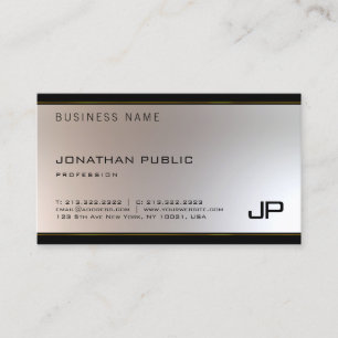 Tarjeta De Visita Moderno Glamour Monograma Glamour Plata de Oro Niz