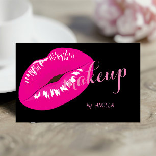 Tarjeta De Visita Moderno Glamuroso Negro Elegante, Labios