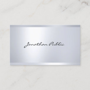 Tarjeta De Visita Moderno Glamuroso Plateado Elegante Sencillo Liso