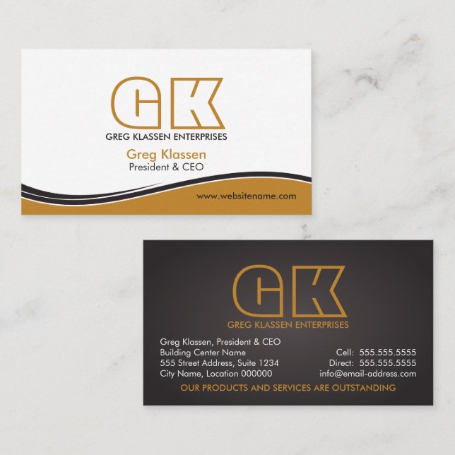 Tarjeta De Visita Moderno Gold Brown profesional (Anverso / Reverso)