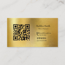 Tarjeta De Visita Moderno Gold Photo QR Code Profesional