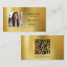 Tarjeta De Visita Moderno Gold Photo QR Code Profesional 