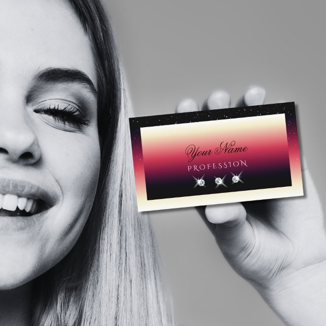 Tarjeta De Visita Moderno gradiente blanco rojo negro espumoso diama (Subido por el creador)