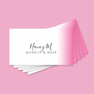 Tarjeta De Visita Moderno gradiente de color rosa maquillaje blanco