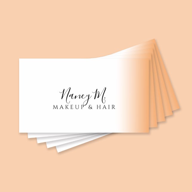 Tarjeta De Visita Moderno gradiente naranja maquillaje blanco y cabe (Subido por el creador)