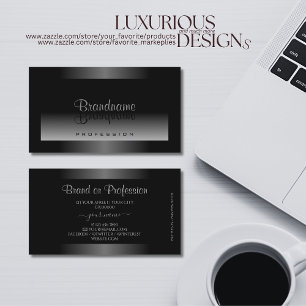 Tarjeta De Visita Moderno gradiente negro y blanco oscuro Shimmery