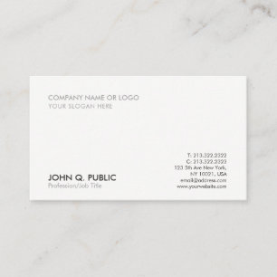 Tarjeta De Visita Moderno Gris Blanco Profesional Simple Elegante