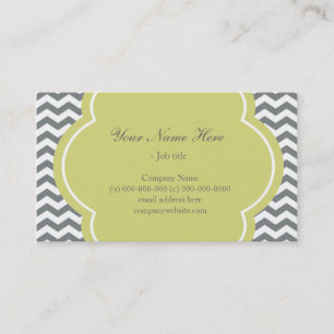 Tarjeta De Visita Moderno gris clásico y trendy con chevron blanco