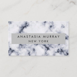 Tarjeta De Visita Moderno Gris Negro y Mármol Blanco Minimalista Luj