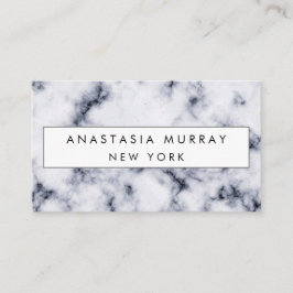 Tarjeta De Visita Moderno Gris Negro y Mármol Blanco Minimalista Luj