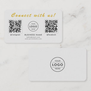 Tarjeta De Visita Moderno gris oro dual código QR multi social