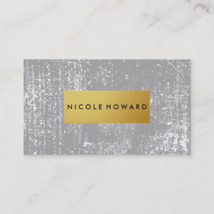 Tarjeta De Visita Moderno Grunge y elegante metal Faux Gold