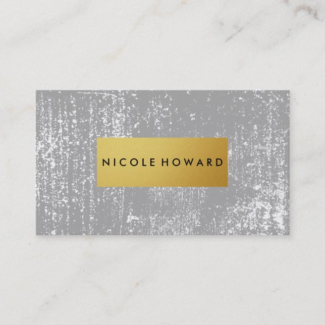 Tarjeta De Visita Moderno Grunge y elegante metal Faux Gold (Anverso)