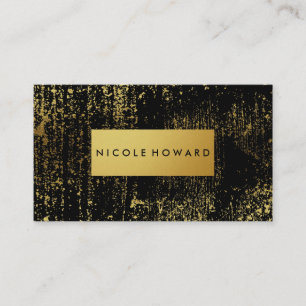 Tarjeta De Visita Moderno Grunge y elegante metal Faux Gold