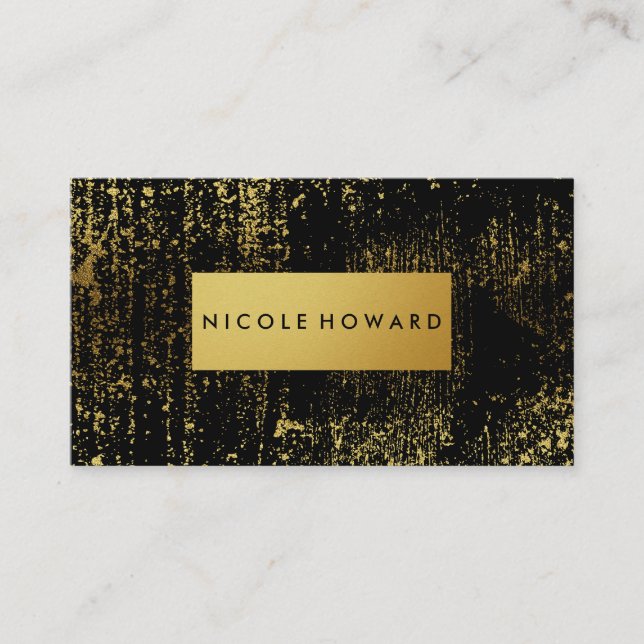 Tarjeta De Visita Moderno Grunge y elegante metal Faux Gold (Anverso)