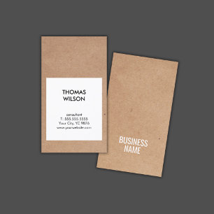 Tarjeta De Visita Moderno Guay Kraft Paper Black White Consultant