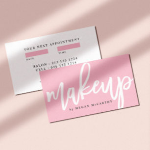 Tarjeta De Visita Moderno guión de maquillaje moderno Cita rosa