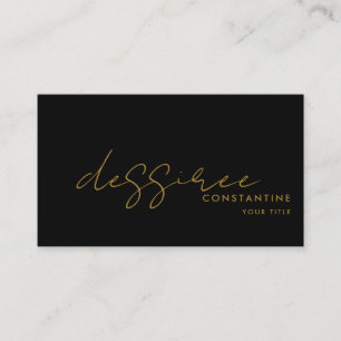 Tarjeta De Visita Moderno guión Minimalista de oro negro