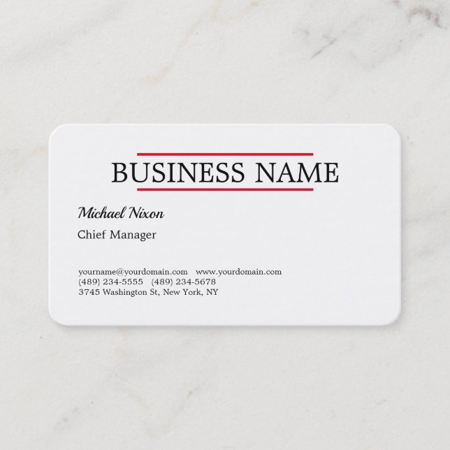 Tarjeta De Visita Moderno guión profesional moderno Minimalista (Anverso)