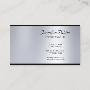 Tarjeta De Visita Moderno guion sofisticado profesional plateado