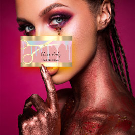 Tarjeta De Visita Moderno Hairdresser Coiffeur Tijeras de oro Pink