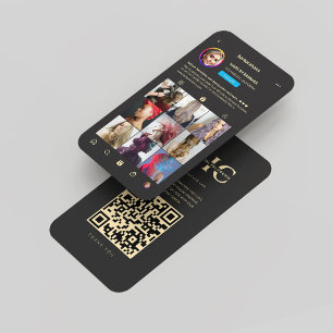 Tarjeta De Visita Moderno Hairstylist Black Monogram Instagram