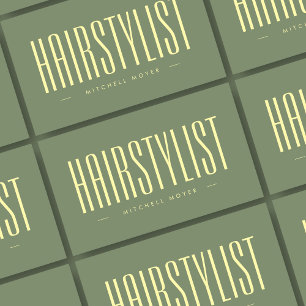 Tarjeta De Visita Moderno Hairstylista Sage Green