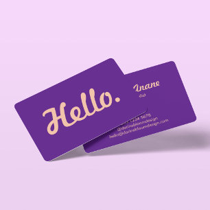 Tarjeta De Visita Moderno Hello Hi Script Pink & Purple Casual Trend
