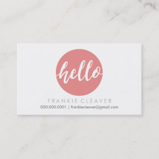 Tarjeta De Visita MODERNO HELLO SCRIPT coral de manchas negrita dibu