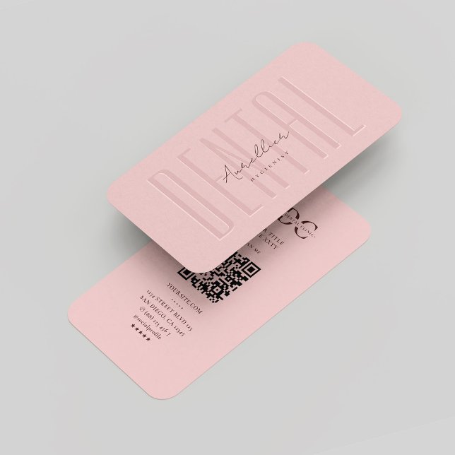 Tarjeta De Visita Moderno Higienista Dental Profesional Monograma Ro (Modern Dental Hygienist Professional Monogram Pink Business Card
)