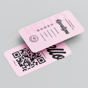 TARJETA DE VISITA MODERNO HOLO LOGO PROFESIONAL QR PINK