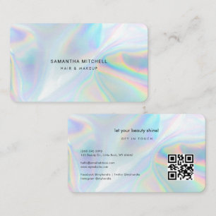 Tarjeta De Visita Moderno Holográfico QR Código maquillaje Belticist