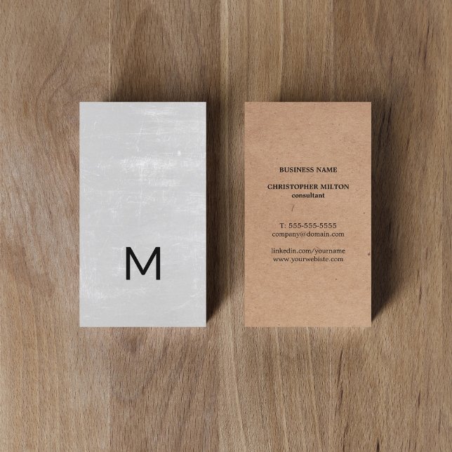 Tarjeta De Visita Moderno Impresión de la textura Kraft Gris negrita (Subido por el creador)