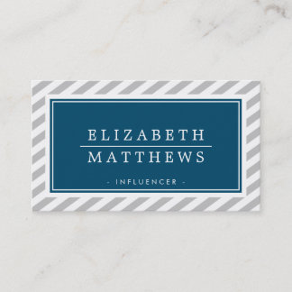 Tarjeta De Visita MODERNO INFLUENCIR elegante borde gris marina blan