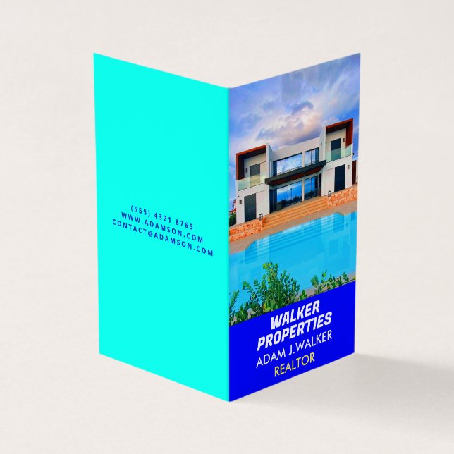 Tarjeta De Visita Moderno Inmobiliario (Realtors) Vender Comprar QR  (Exterior)