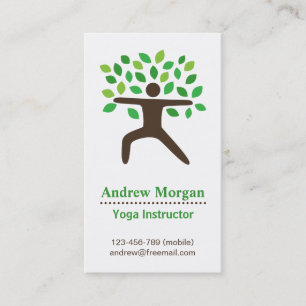 Tarjeta De Visita Moderno, Instructor de Yoga y Bienestar, Árbol