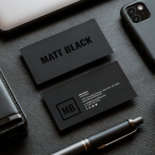 Tarjeta De Visita moderno kraft negro profesional simple elegante (Modern professional black kraft simple elegant)