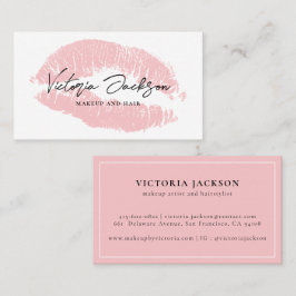 Tarjeta De Visita Moderno labios rosados elegantes maquillaje de bel