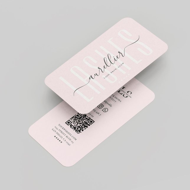 Tarjeta De Visita Moderno latidos Brows Beautician Monograma Rosa (Modern Lashes Brows Beautician Monogram Pink Business Card
)