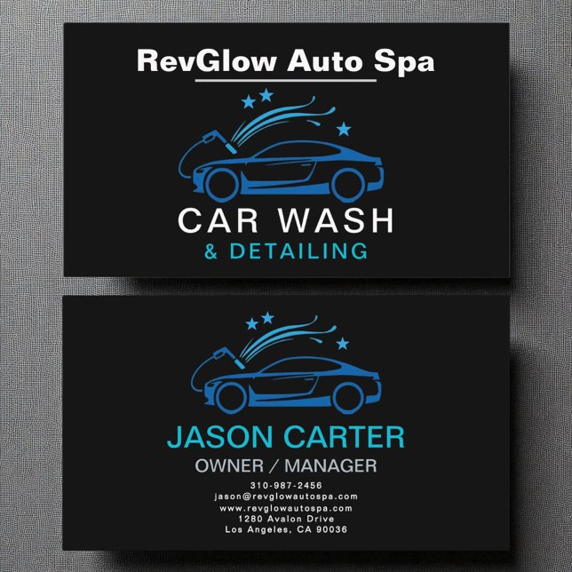 Tarjeta De Visita Moderno Lavado de Coches y Deailing Blue Luxury St (Subido por el creador)