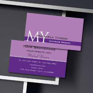 Tarjeta De Visita Moderno Lavanda Clásica con Monograma Profesional
