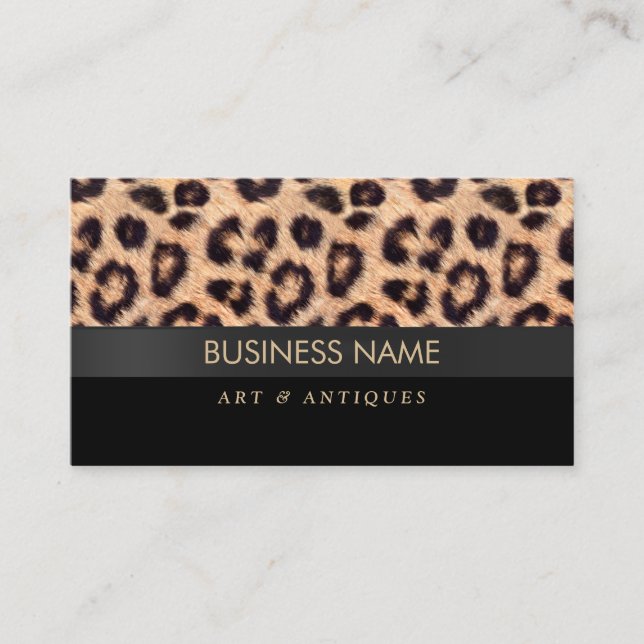 Tarjeta De Visita Moderno Leopard Print Art & Antique Dealer (Anverso)