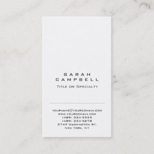 Tarjeta De Visita Moderno Limpio Vertical Blanco Único