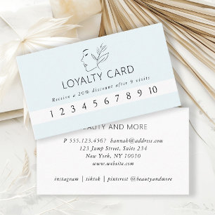 Tarjeta De Visita Moderno, Line Art, Woman, Light-Blue, Salon, Peach